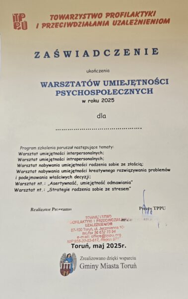 Warsztaty umiejętności psychospołecznych