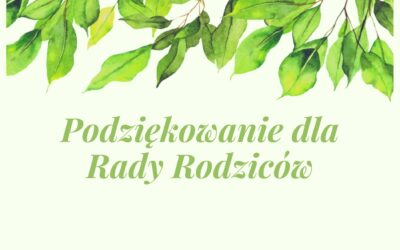 Podziękowanie dla Rady Rodziców